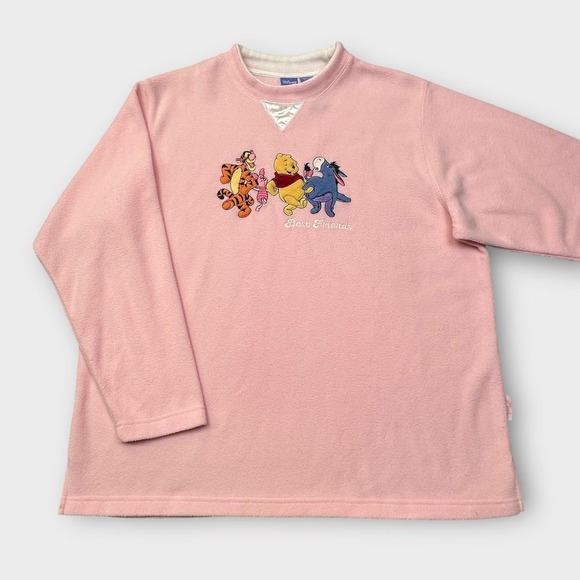 Disney Winnie The Pooh Top Womens 16W Fleece Pullover Best Friends Embroidered - Picture 1 of 10